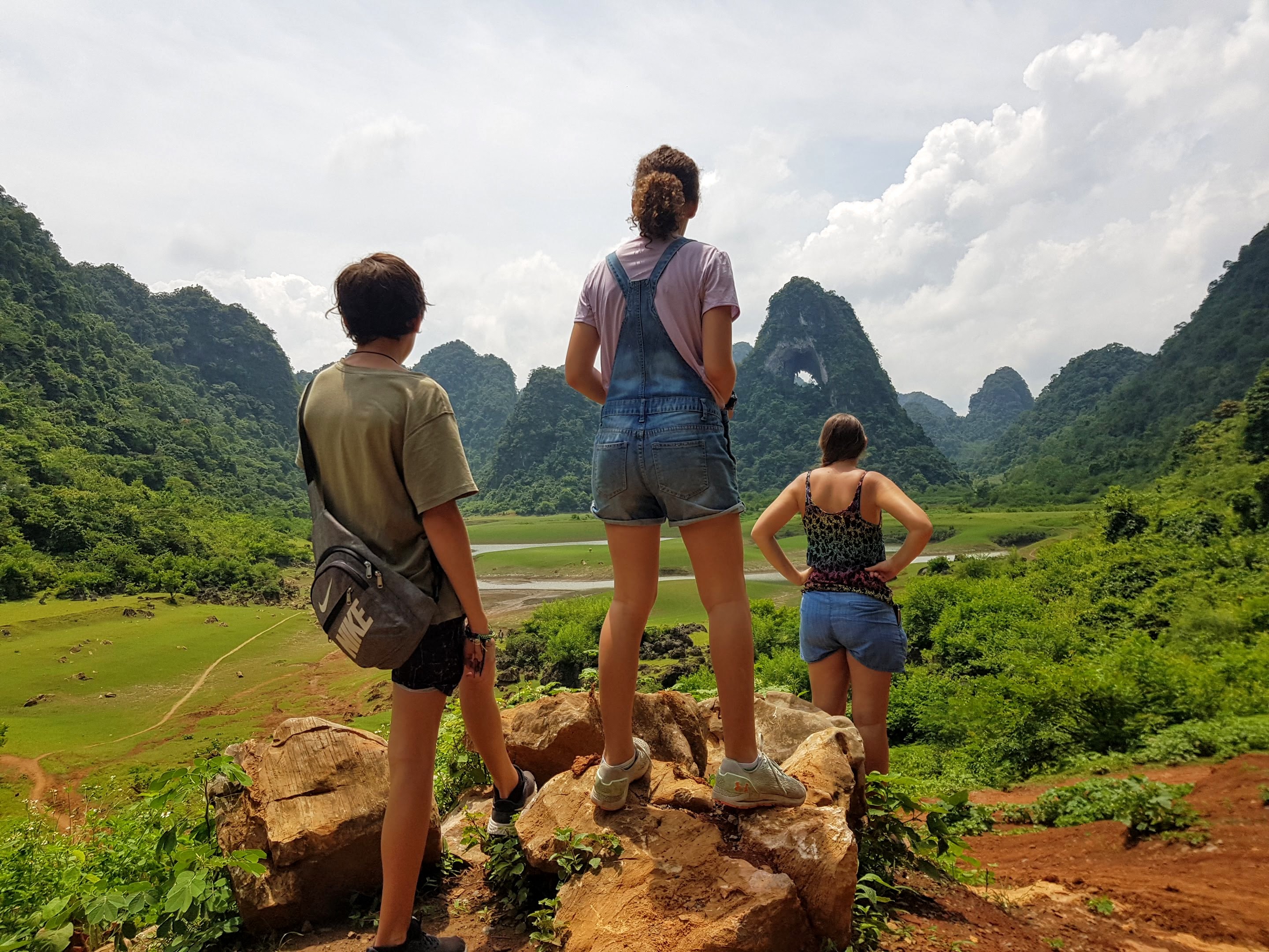 Family travel scenario exploring nature together while living the remote work lifestyle
